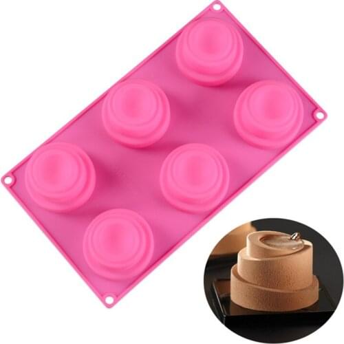 6 Cavity Spiral Cylinder Silicone Cake Mold Chocolate Mousse Jelly Pudding Ice Cream Dessert Bakeware Pan Decorating Tools m055