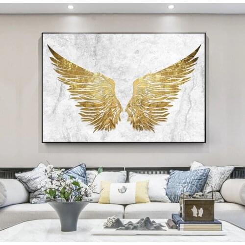 Abstract Luxury Golden Angel Wings Poster Modern Wings Canvas Painting Living Room Bedroom Home Decoration Cuadros Wall Art