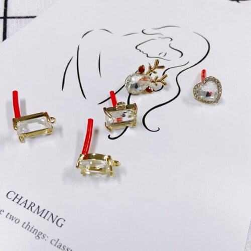 DIY jewelry accessories simple square love heart-shaped elk-shaped diamond earrings jewelry accessories materials