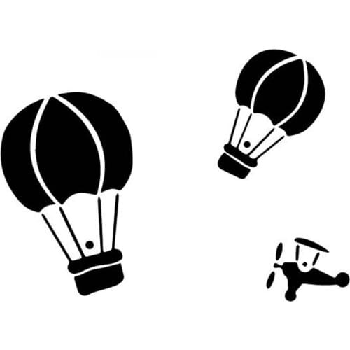 Car Stickers Dazzling Hot Air Balloons and Airplanes Beautiful and Cool PVC Car Decoration Stickers Black/white,18cm*13cm