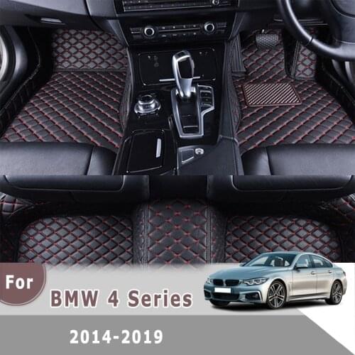RHD Custom Car Floor Mats For BMW 4 Series 2019 2018 2017 2016 2015 2014 Car Interior Accessories Decoration Leather Carpets