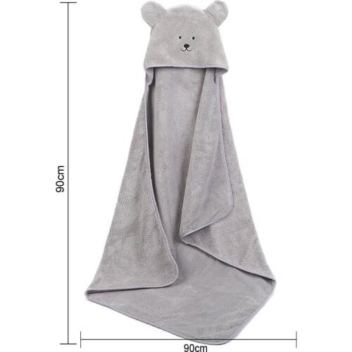 New Born Baby Bath Towel Gery Cartoon Bear Baby Bath Towel Unisex Kids Hooded Blanket Children Bathrobeknitted Infant Swaddle