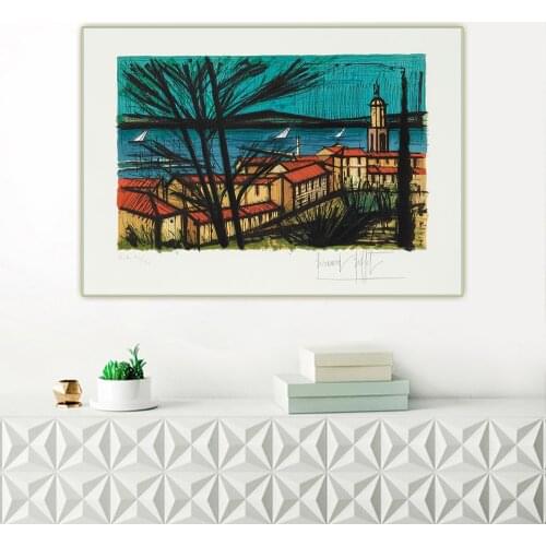 Bernard Buffet《Panorama Of Saint Tropez》Canvas Art Oil Painting Artwork Picture Wall Hanging Decor Home Living Room Decoration
