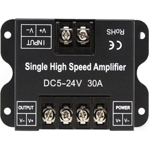 DC 5V-24V Single Color LED Amplifier 30A Data Signal Repeater 1CH 1 Channel Dimmer Power Amplifier for White LED Strip Lights
