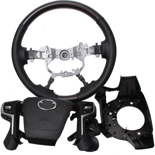 Wooden Steering Wheel Leather Steering Wheel Assembly Multi-function button Replacement For Toyota Land Cruiser 200 2008-2015