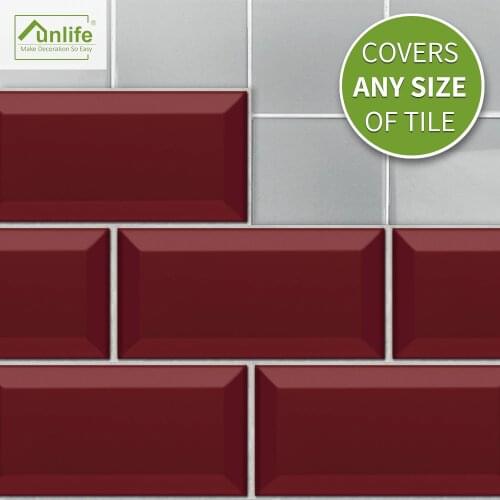 Funlife Original Eco-friendly Waterproof PVC 20x10cm Ruby Red Diy Removable Wall&Tile Stickers For Bathroom and Kitchens Decors