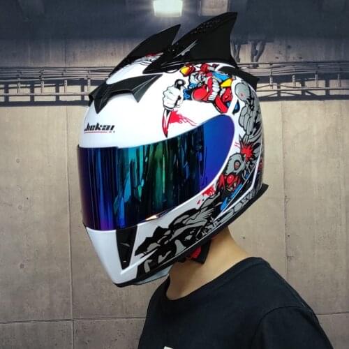 Fast Shipping Horn Racing Full Face Helmet Motorcycle Lightweight Scooter Casco Casque Moto Inner Sun Visor Man Women Children