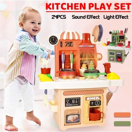 27Pcs Kids Pretend Play Simulation Kitchen Set Chef Cooking Game Miniature Food Mini Cookware Toy 2-6 Years Children Gift