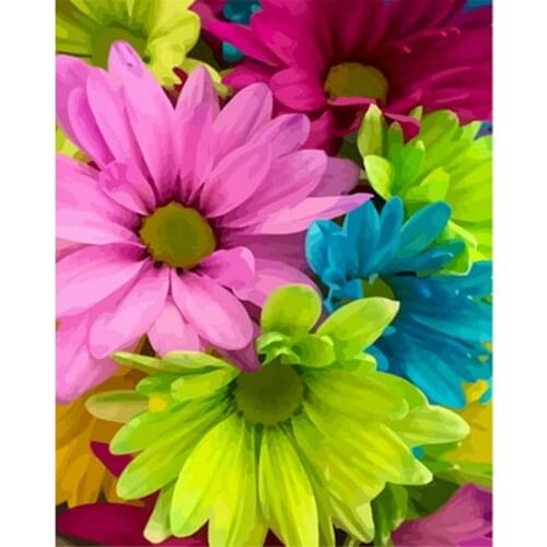 Gatyztory Frame Paint By Numbers For Adults Kids Colorful Sunflower Handpainted Oil Painting Canvas Drawing DIY Gift Wall Decor