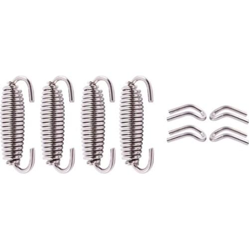 4x Motorcycle Exhaust Mounting Springs Kit Fully Rotatable 64MM Stainless Steel