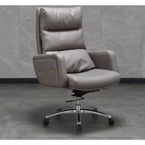 Leather boss chair cowhide chair office can be lifted by lying swivel chair