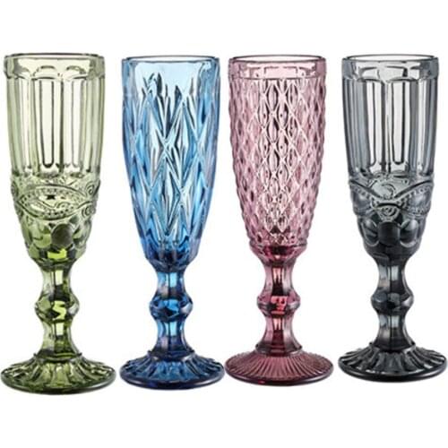 Colorful Vintage Goblet Champagne Wine Glasses Cup Cocktail Whiskey Cups Crystal Sculpture Juice Beer Glass 150ml