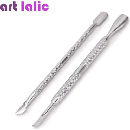 Nail Art Cuticle Spoon Pusher Stainless Steel Remover Trimmer Manicure Set Tool Double Side Push Pedicure