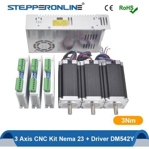STEPPERONLINE 3 Axis CNC Router Kit 3Nm Nema 23 Stepper Motor 4.2A 113mm & Stepper Driver DM542Y & 350W 36V Power Supply