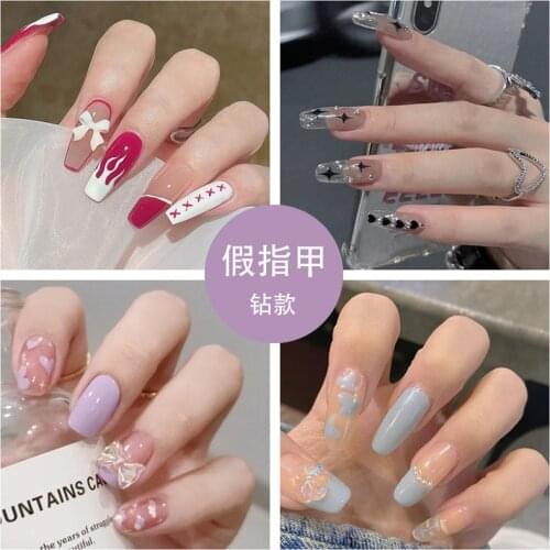 24pcs/Set Of Butterfly Pattern Fake Nail Tips Full Coverage Ballet Fake Nails Wearable Finished Coffin Artificial Nail Stickers