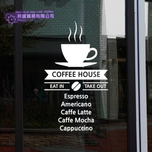 Coffee Shop Sticker Bean Milk tea Decal Cafe Cup Poster Vinyl Art Wall Decor Mural Decoration Break Bread Coffee Glass Decals