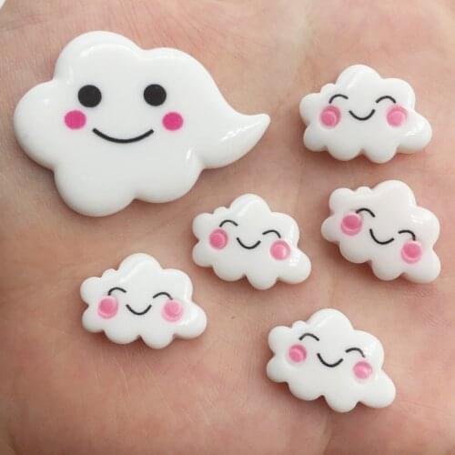 New Resin Kawaii Smile white clouds Flat back Stone appliques DIY Wedding scrapbook Accessories crafts SF676