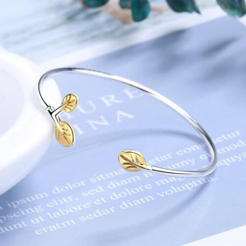 New Open Size Leaves Branches Bangle For Women Jewelry Fashion 925 Silver Bangles Girl Valentines Day Accessories KOFSAC
