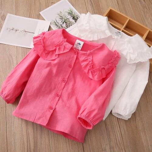 Toddler Girl Fall Clothes 2020 Baby Girl Clothes Strapless Red Shirt Toddler Girl Button Blouse