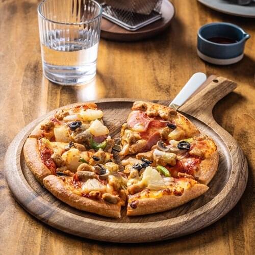 Round Wood Serving Tray Pizza Holder Food Plate Support Dessert Fruit Cake Display Pads Home Kitchen Restaurants Table Decor