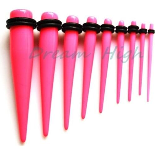 Fancy Pink Color Ear Piercing Taper Stretcher Body Jewelry free shipping wholesale 6sets
