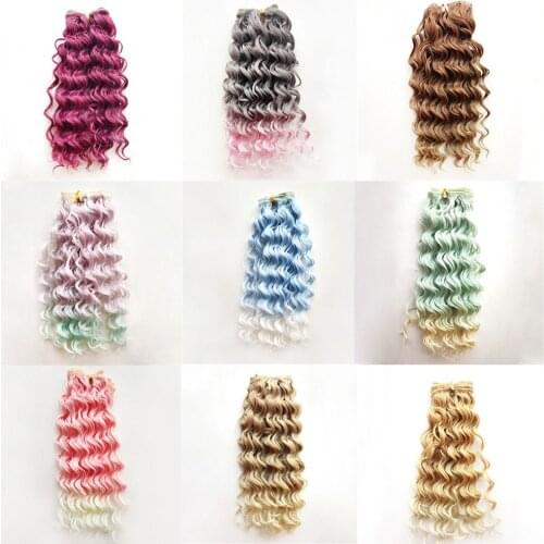 Size for 1/6 1/4 1/3 BJD Doll Hair Extensions Heat Resistant Wire Curly Hair Piece for All Dolls DIY Doll Wig Doll Accessories