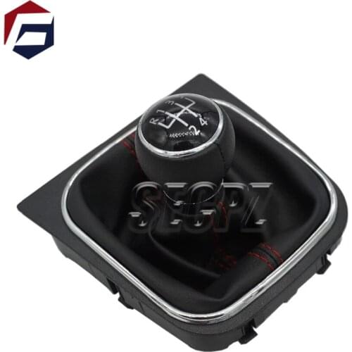 5 speed Car Shift Gear Knobs Covered Leather Knob With Gaitor For VW Volkswagen GOLF 6 VI MK6 Jetta 5 Golf 5 V MK5