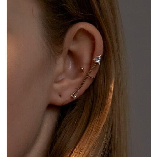 Single Earring Cupid Arrow Clip on Earrings For Women Wedding Bridal Earring No Piercing Ear Cuff CZ Crystal Bronics Wholesale