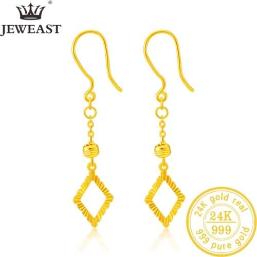 JLZB 24K Pure Gold Earring Real AU 999 Solid Gold Earrings Nice Good Upscale Trendy Fine Jewelry Hot Sell New 2020