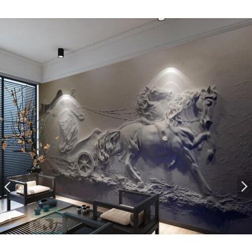 Nordic Embossed Sculpture Horse Angel Photo Wallpaper Wall Mural for Living Room Contact Paper Wall Papers Roll Figure Murals