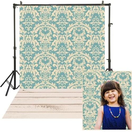 Polyester Cloth Damask Photographic Backdrop Wood Floor Model Portrait Background Rustic Green Pattern Poster Photo Studio Props