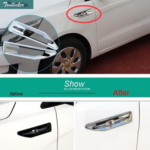 Tonlinker Cover Case Sticker For KIA K2 RIO 2011-16 Car Styling 2 pcs stainless Steel/ABS car body turn light cover Sticker