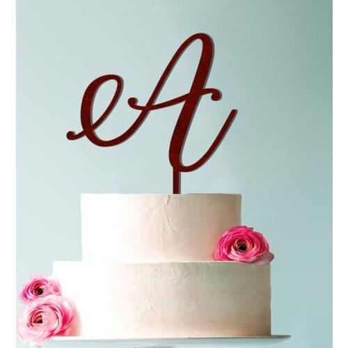 Letter a cake topper, rustic cake topper, custom wood wedding cake toppers, initial cake topper for wedding