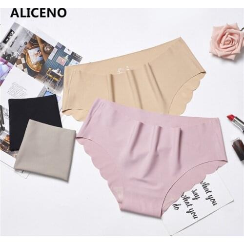 ALICENO Ladys Seamless Panties Low-Rise ICE Silk Underwear Females Comfort Intimates Briefs Lingerie Good Elastic Panties HP822