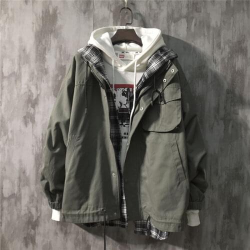 Streetwear Men Jackets Oversized Autumn Spring Warm Outwear Solid Hooded Harajuku Hip Hop Coat Bomber Unisex Windbreaker Jacket