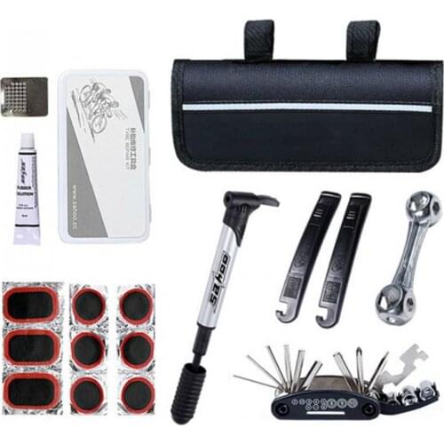 Bicycle Tool Bag Multi-function Folding Tire Repair Kits Multifunctional Kit Set With Pouch Pump For MTB Bike Bicycle Tool