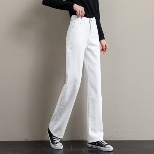 Spring Fashion White Jeans Women High Waist Wide Leg Pants Casual Denim Trousers Female Loose Plus Size Pants Streetwear H1525