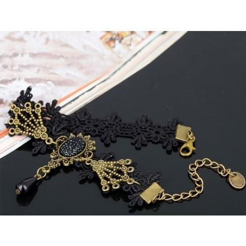 Retro Black Goblin Lace Ankle Chain Fashion Vintage Handmade Foot Ornaments Anklets Jewelry Summer Jewelry Beach