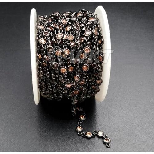 WT-BC091 Fashion Amazing Gun black Brass Chain CZ Micro Pave Chain For Women Jewelry Making Cubic Zircon Accessory 3mm