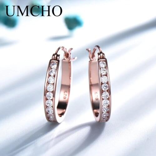UMCHO Silver 925 Clip Earrings For Women Morganite Gemstone Wedding Engagement Fine Jewelry Valentines Gift