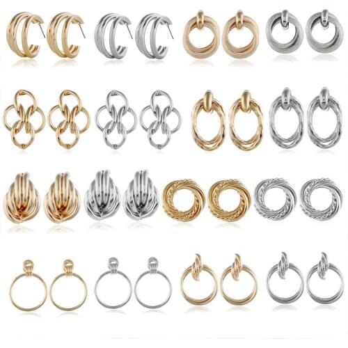 Fashionable simple personality of pendant earrings for women with faux pearl rhinestone acrylic gem design female kolczyki