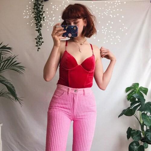 Winter new fashion casual thickening show butt pit corduroy trousers female Instagram blogger