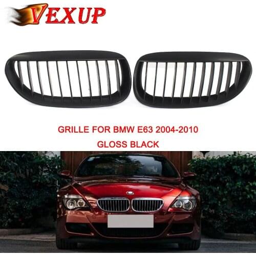 1Pair Matte Black Single Slat Front Grill Racing Grill for BMW 6 Series E63 E64 M6 2004 05 06 07 08 2009 2010 Car Stying