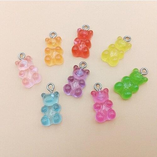 DIY resin accessories gummy bear 10 pieces/lot small charms for jewelry making bulk Transparent candy charms for bracelets 2020