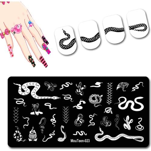 2121 Black Snake Image Nail Art Mold Chinese Zodiac Template Visual Animal Stamping Plate Snakeskin Nail Stencil #023
