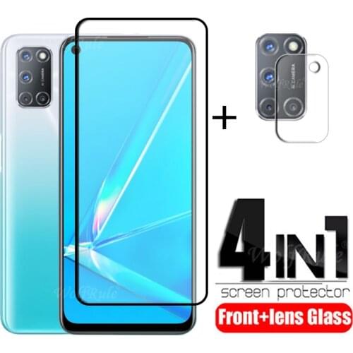 4-in-1 For OPPO A92 Glass For OPPO A92 A 92 Tempered Glass Full Cover Screen Protector For OPPO A15 A53 A92 A52 A92 Lens Glass