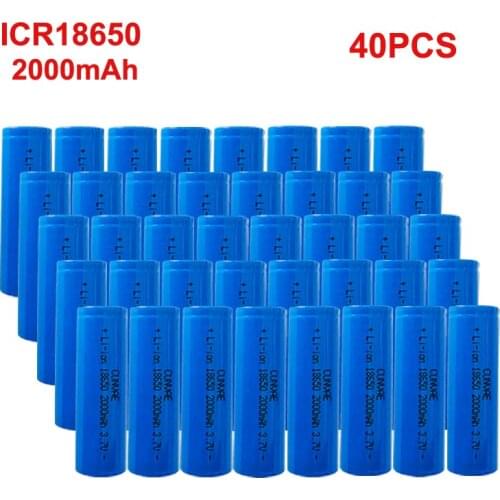 40pcs New 3.7V 2000mAh 18650 ICR18650 CNR18650 Lithium Batteria Rechargeable Battery Flashlight LI-Ion Batteries