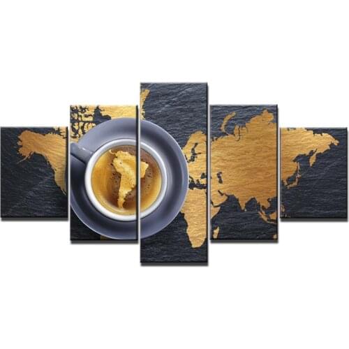 5 Pcs India Magnifying Map Canvas Pictures Print Wall Art Canvas Paintings Wall Decor for Living Room Hell Wolf Poster Unframed