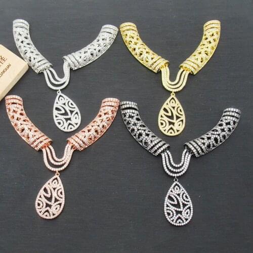 85x105mm Big Beautiful cubic zircon Micro Pave connector for necklace pendant Jewelry DIY