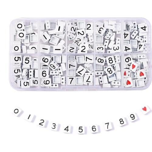 0-9 Number Enamel Tile Beads for Bracelet Jewelry Making Square Metal Enamel Japaness Beads Charm Beaded Bracelet Gift Girls